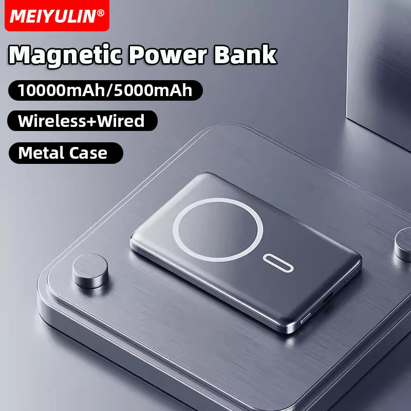 Aluminum alloy slim  5000mah 10000mah Magnetic Wireless Charger PD20W  BatteryPack Fast Charge Metal Powerbank banco de poder