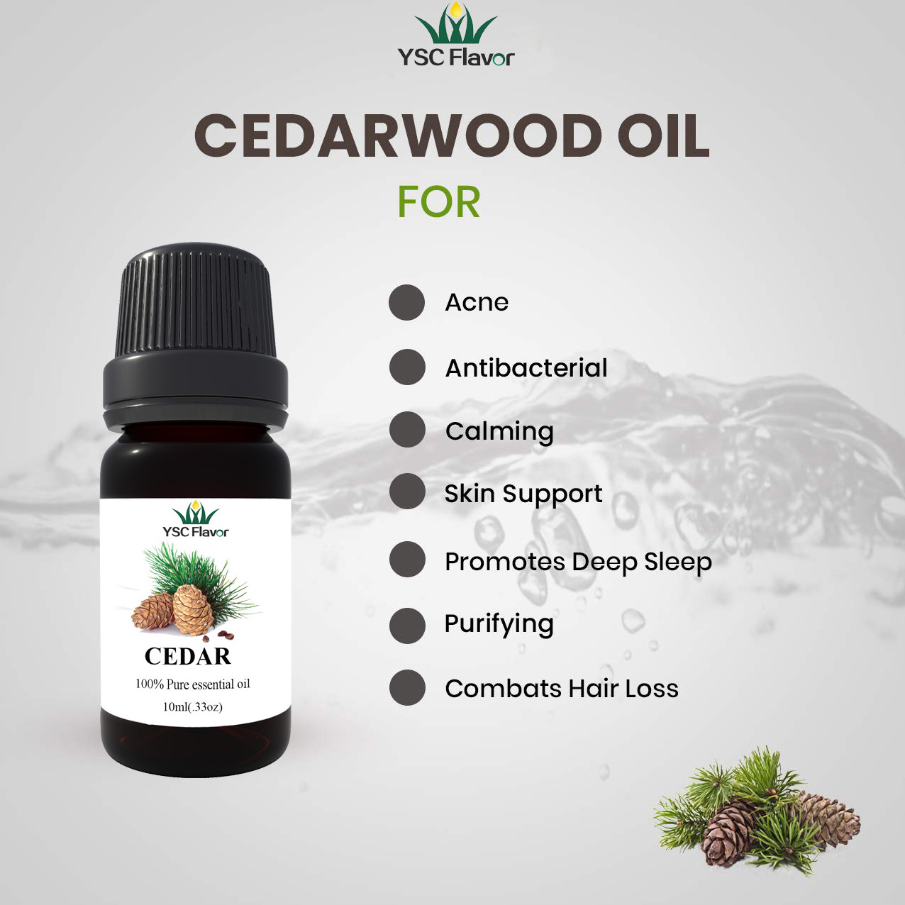 YSC Supply OEM ODM Pure Cedarwood essential Oil Cedar Wood Oil Massage Oil