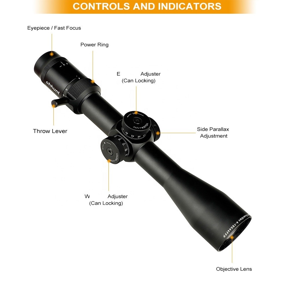 Manufacturer OEM ODM Tactical Optics FFP 4-16X44 Side Parallax Sight First Focal Plane Hunting Scopes