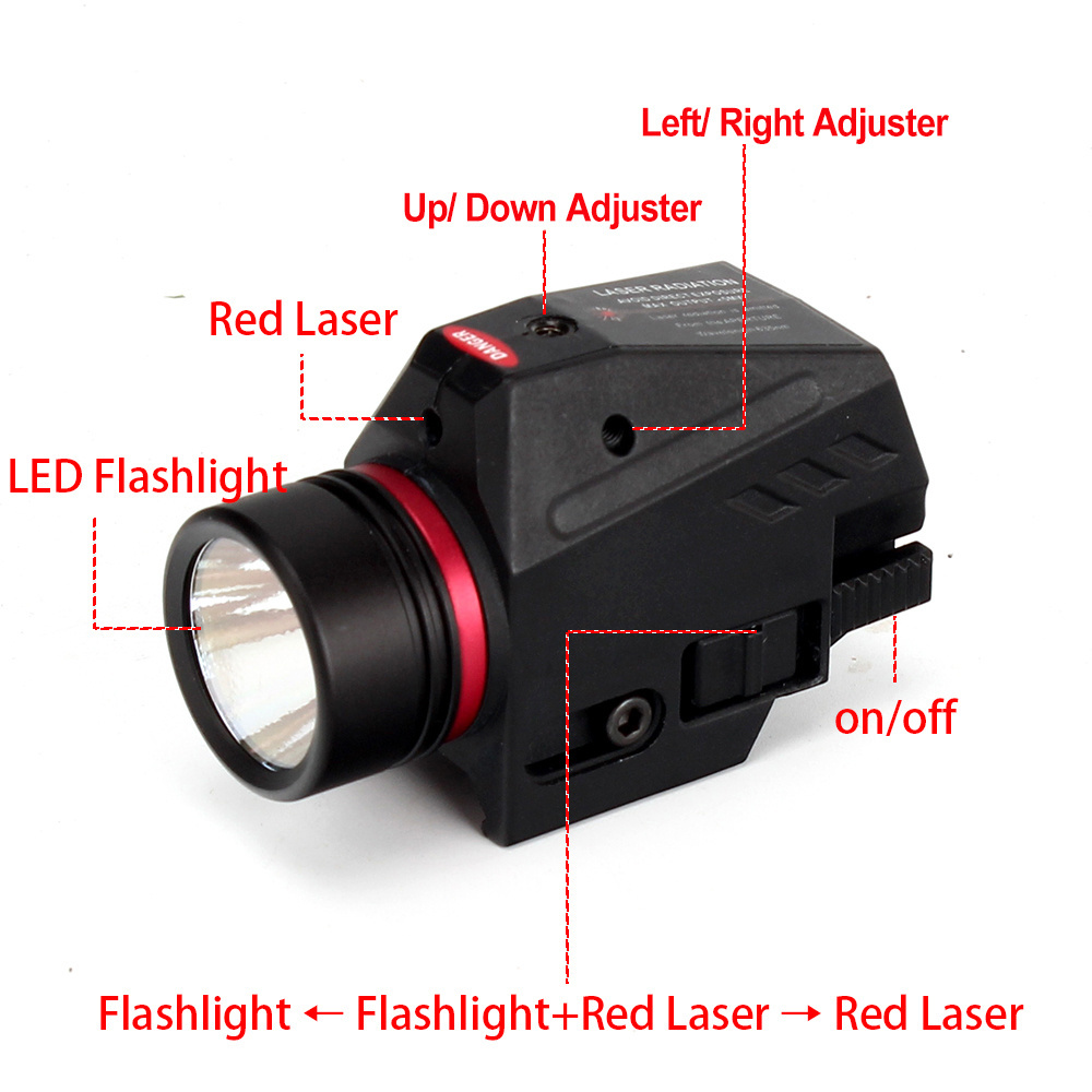 Manufacturer OEM Combo Flashlight LED  White Light Compact Flashlight Built in Red Laser sight