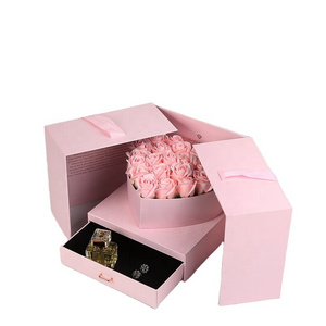 Double Door Flowers Box Gift Packaging Flower Boxes For Flower Rose With Drawer