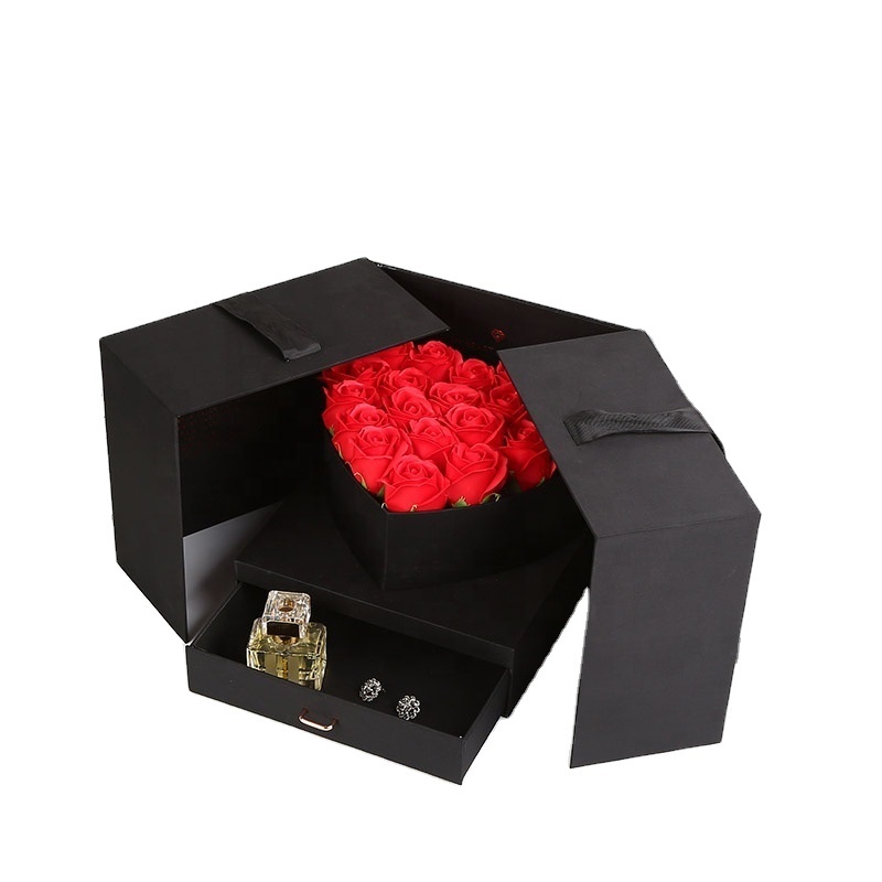 Double Door Flowers Box Gift Packaging Flower Boxes For Flower Rose With Drawer