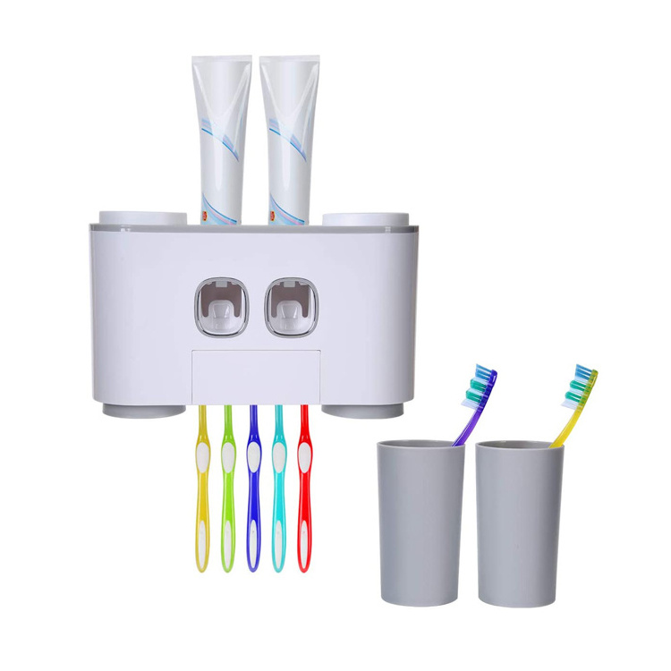 Toothbrush Holder Wall Mounted, Multi Functional Toothbrush and Toothpaste Dispenser for Bathroom Accessories