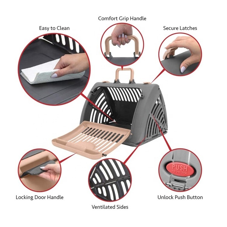 2022 Foldable Collapsible Carrier Travel Cat Dog Plastic Cages Pet Carriers for Pets