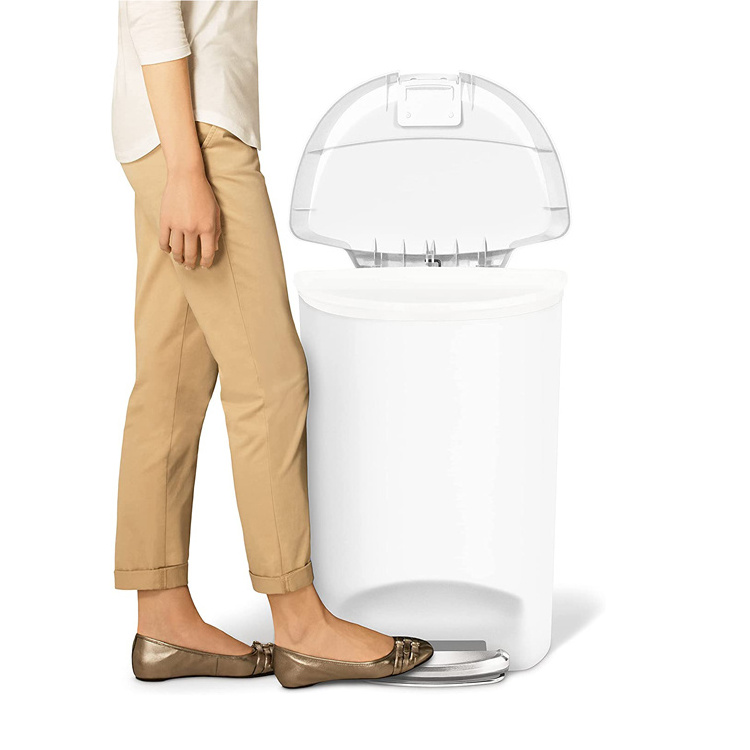 15L Semi-Round Foot Pedal Step Trash Bin Waste Bin Garbage Can Trash Can for Kitchen