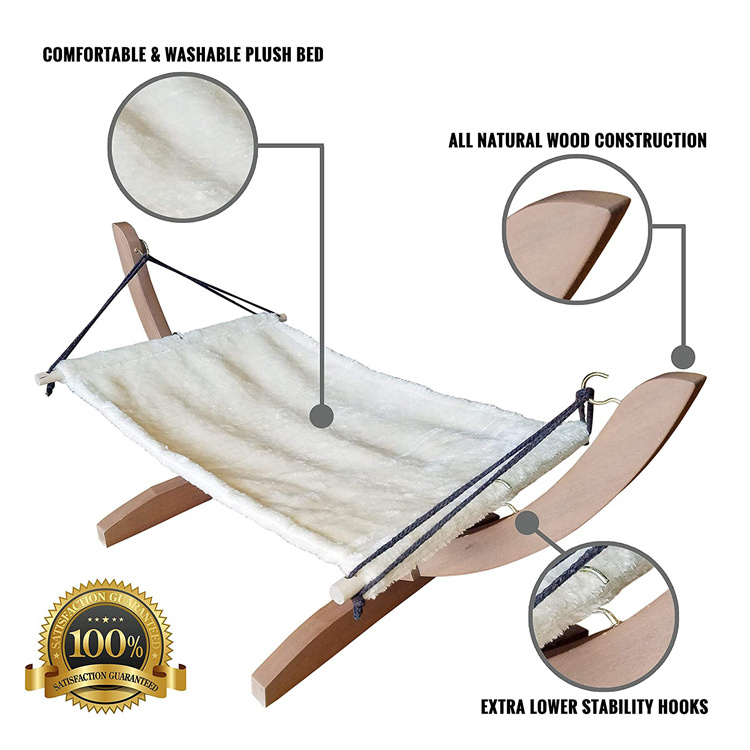 New Arrival Large Soft Plush Swing Wooden Luxury Cat Hammock Pet Bed for Small Dogs Small Medium Cats