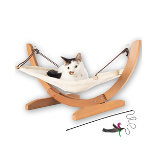 New Arrival Large Soft Plush Swing Wooden Luxury Cat Hammock Pet Bed for Small Dogs Small Medium Cats