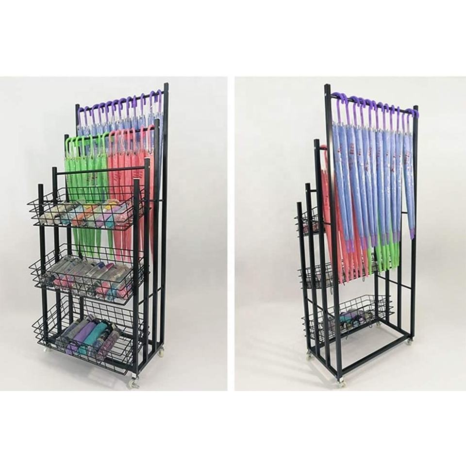 Custom Display for Umbrella rack supermarket metal wire basket rack New design umbrella display stand