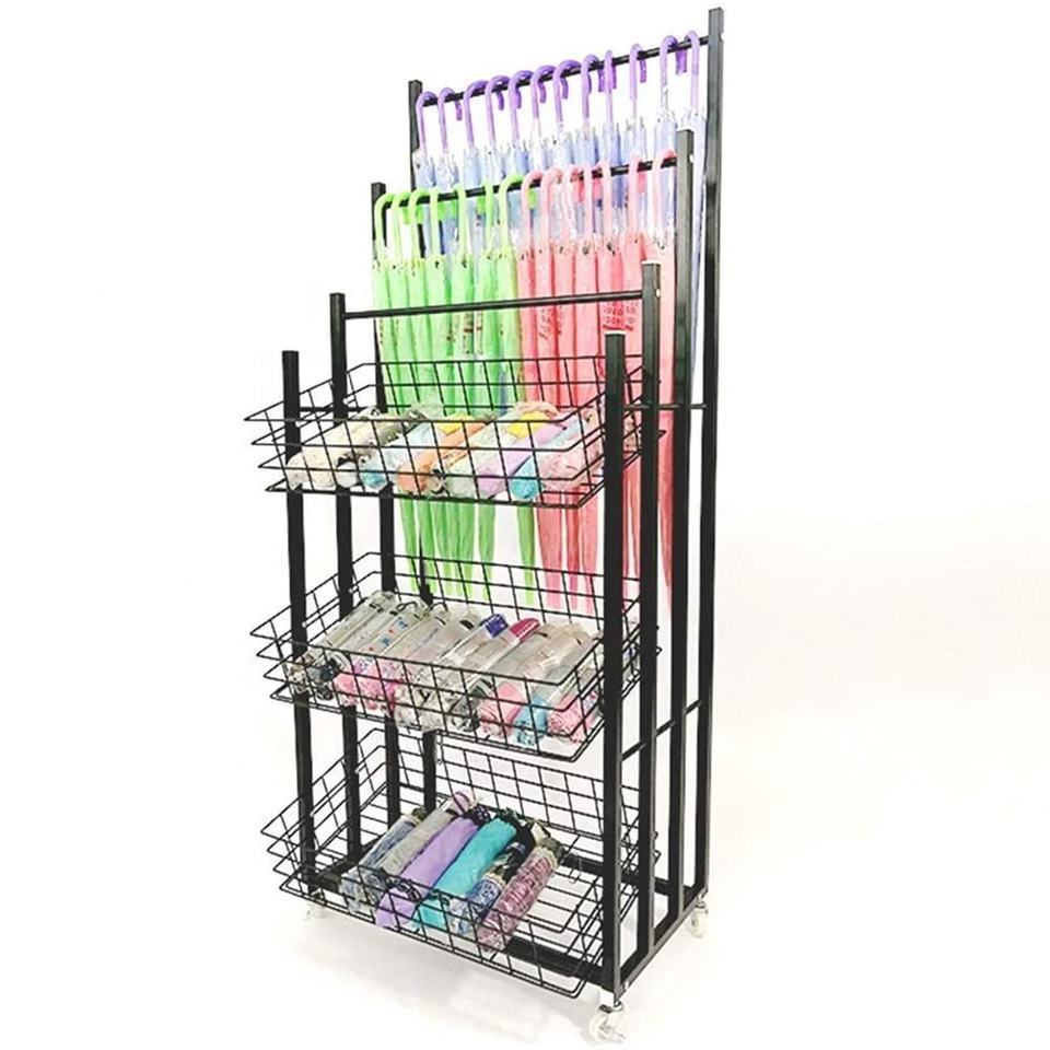 Custom Display for Umbrella rack supermarket metal wire basket rack New design umbrella display stand