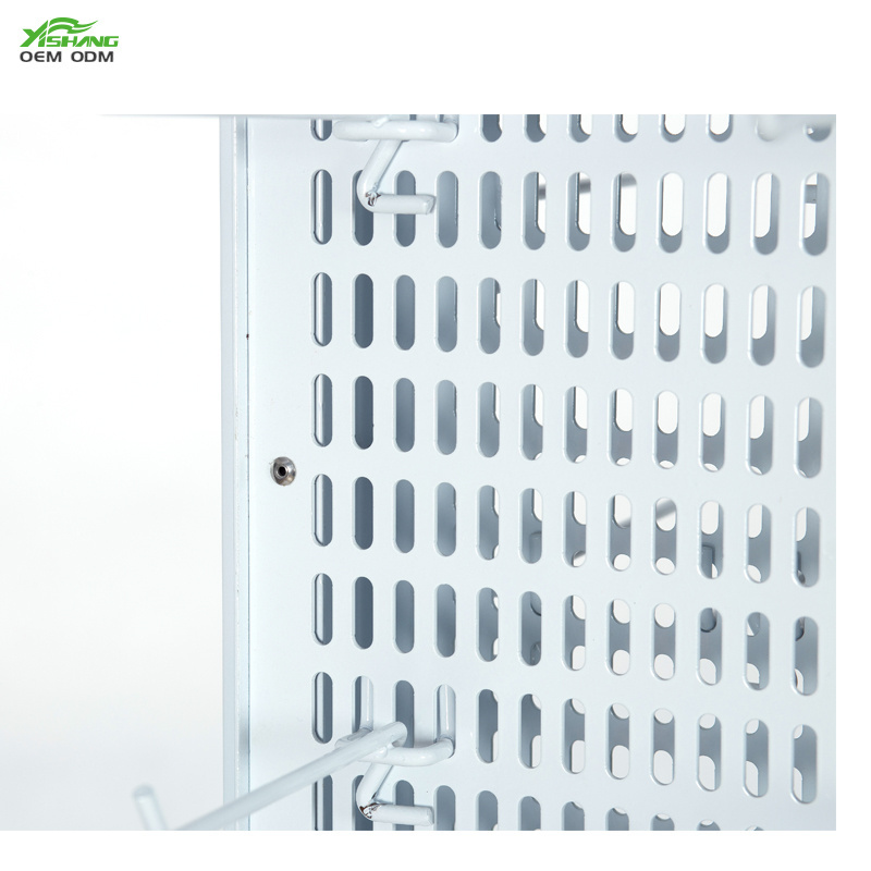 Custom free standing white cosmetics shelf sunglasses floor display rack metal key pegboard display stand