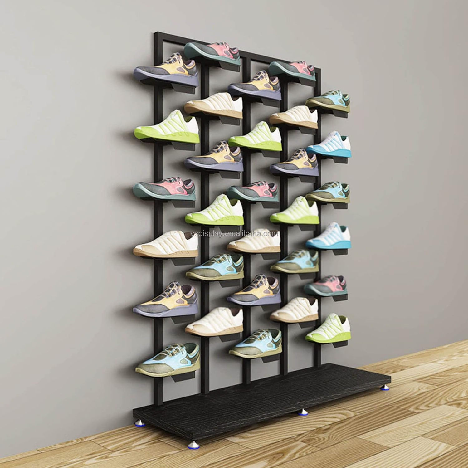 Modern Professional Wall Mount Black Sturdy Metal Shoe Rack Stand Storage Organizer