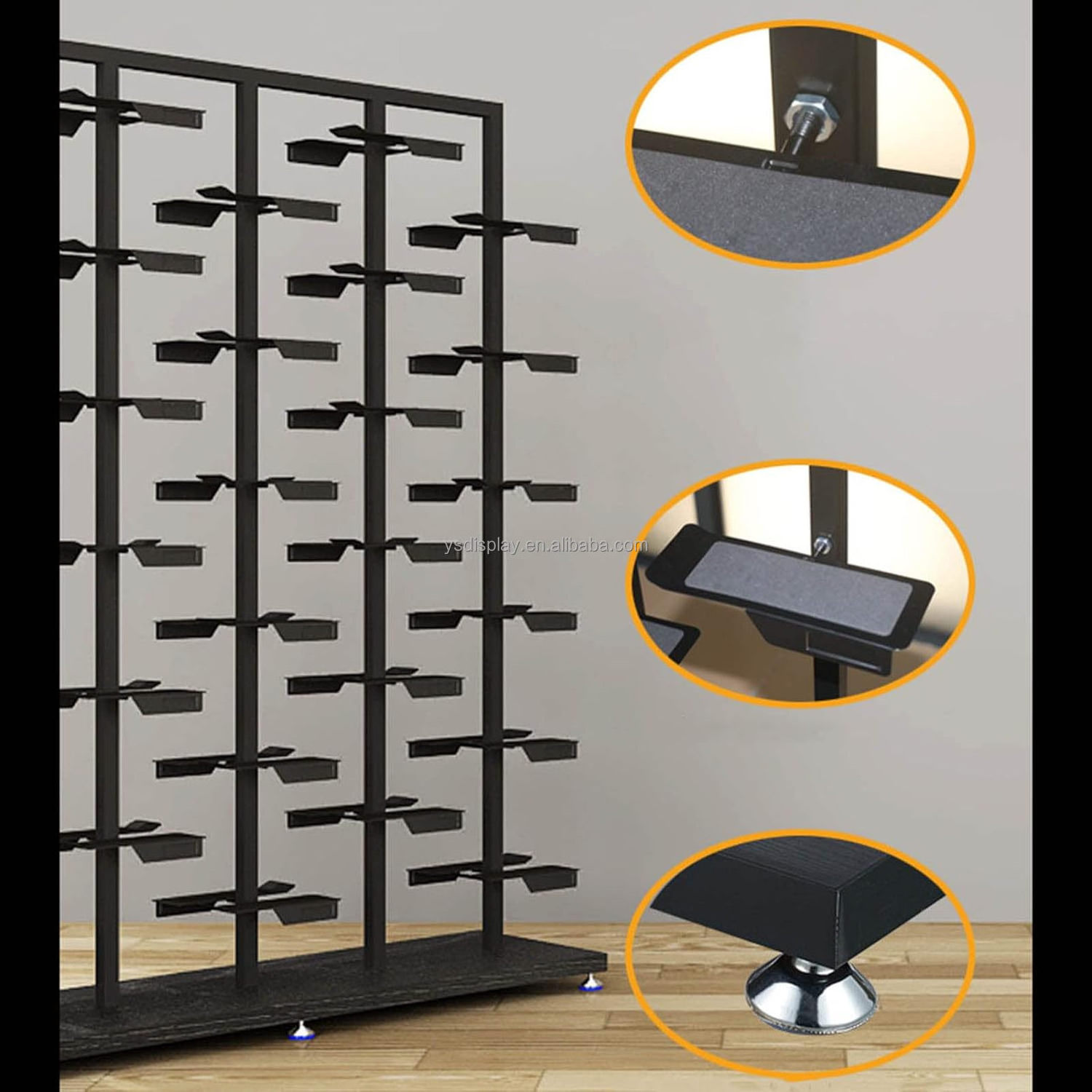 Modern Professional Wall Mount Black Sturdy Metal Shoe Rack Stand Storage Organizer