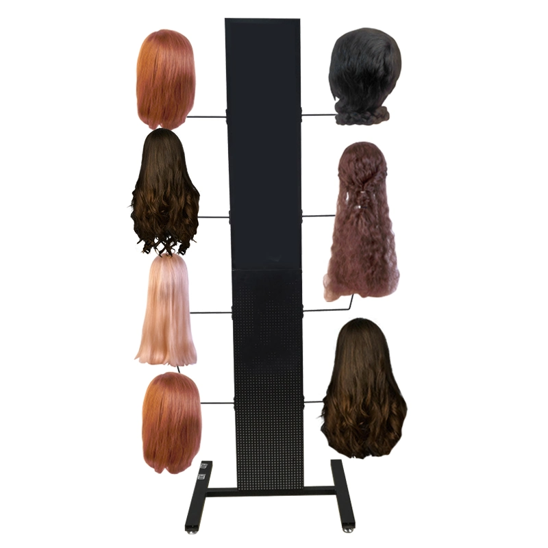 Customized Beauty Salon Flooring Metal Hair Extension Holder Stand Wig Display Stand Rack