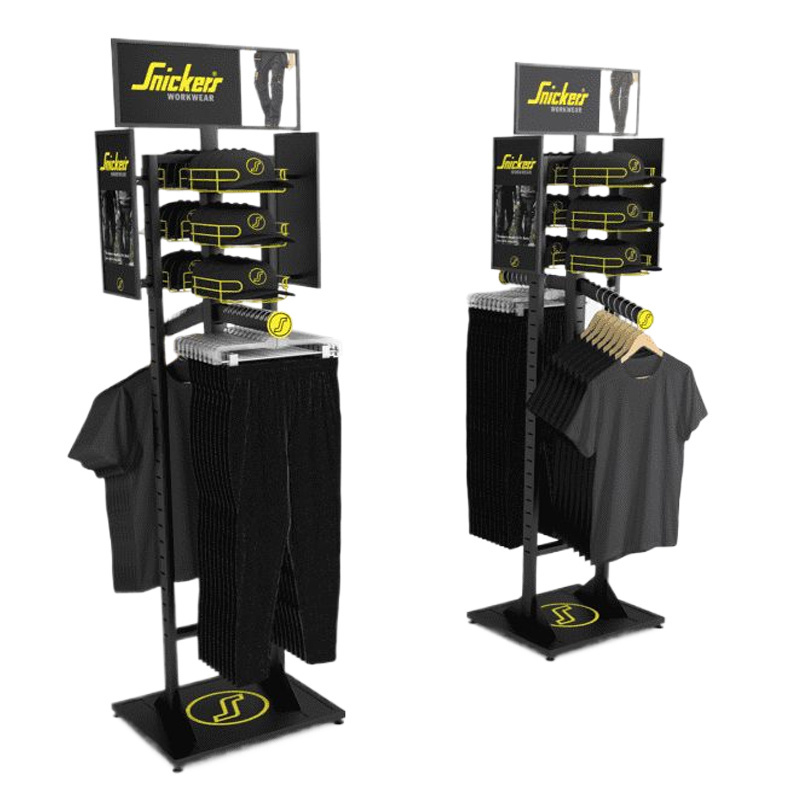 Fashion black clothing store retail four arm garment display rack