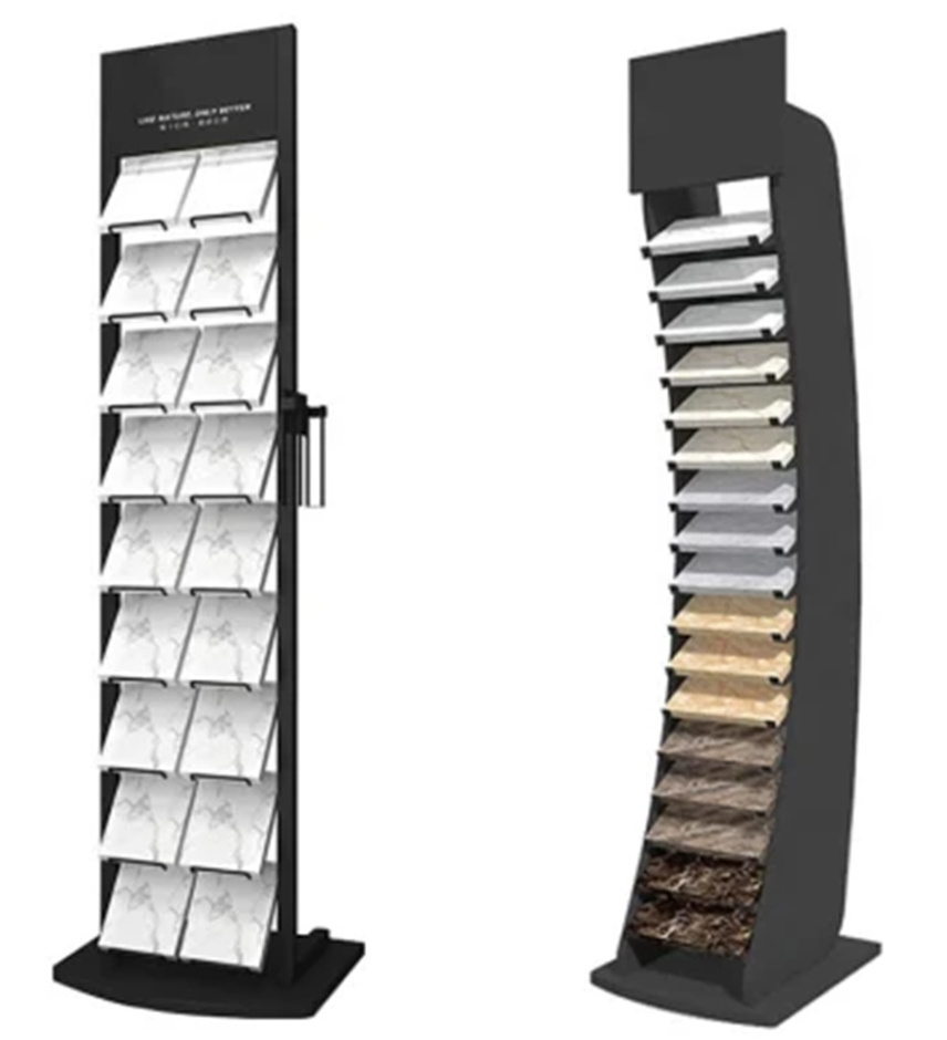 Tile Showroom Black Marble Sample Marble Mosaic quartz display rack Display Rack, Wall For Slab Tile Display Stand Rack