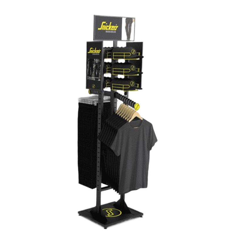 Fashion black clothing store retail four arm garment display rack