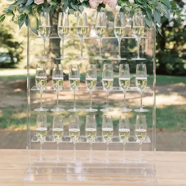 Acrylic wedding supplies display racks clear acrylic prosecco champagne wall glasses holder