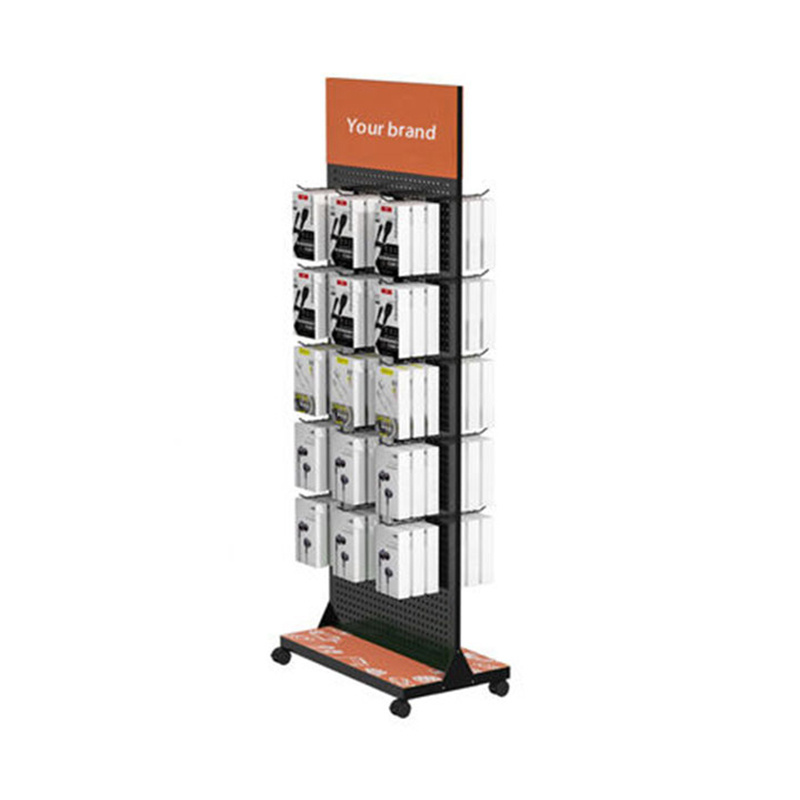 Custom Retail Store Shop Mobile Cell Phone Hanging Accessories Display Rack Metal Shelf Board Unit Stand With Hooks