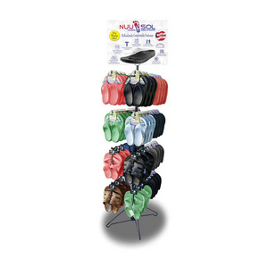 Custom Slipper Shoe Display Stand for slippers with hooks floor spinning slippers display rack with logo