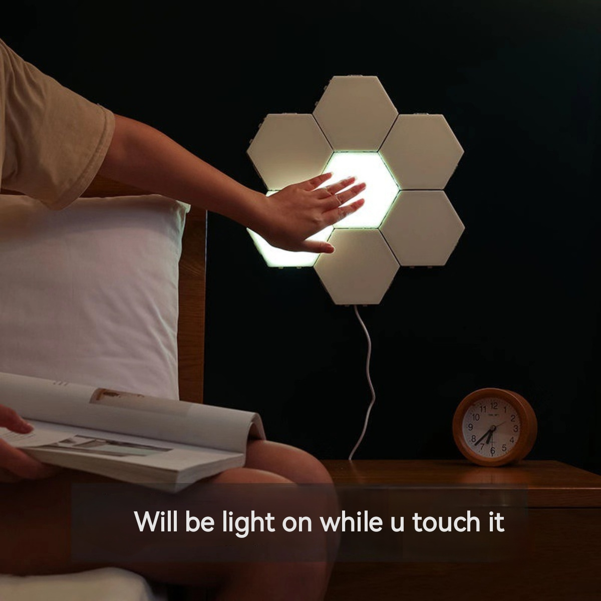 Bedroom decorative led wall light smart wifi alexa music sync led night light touch sensitive led hexagon light