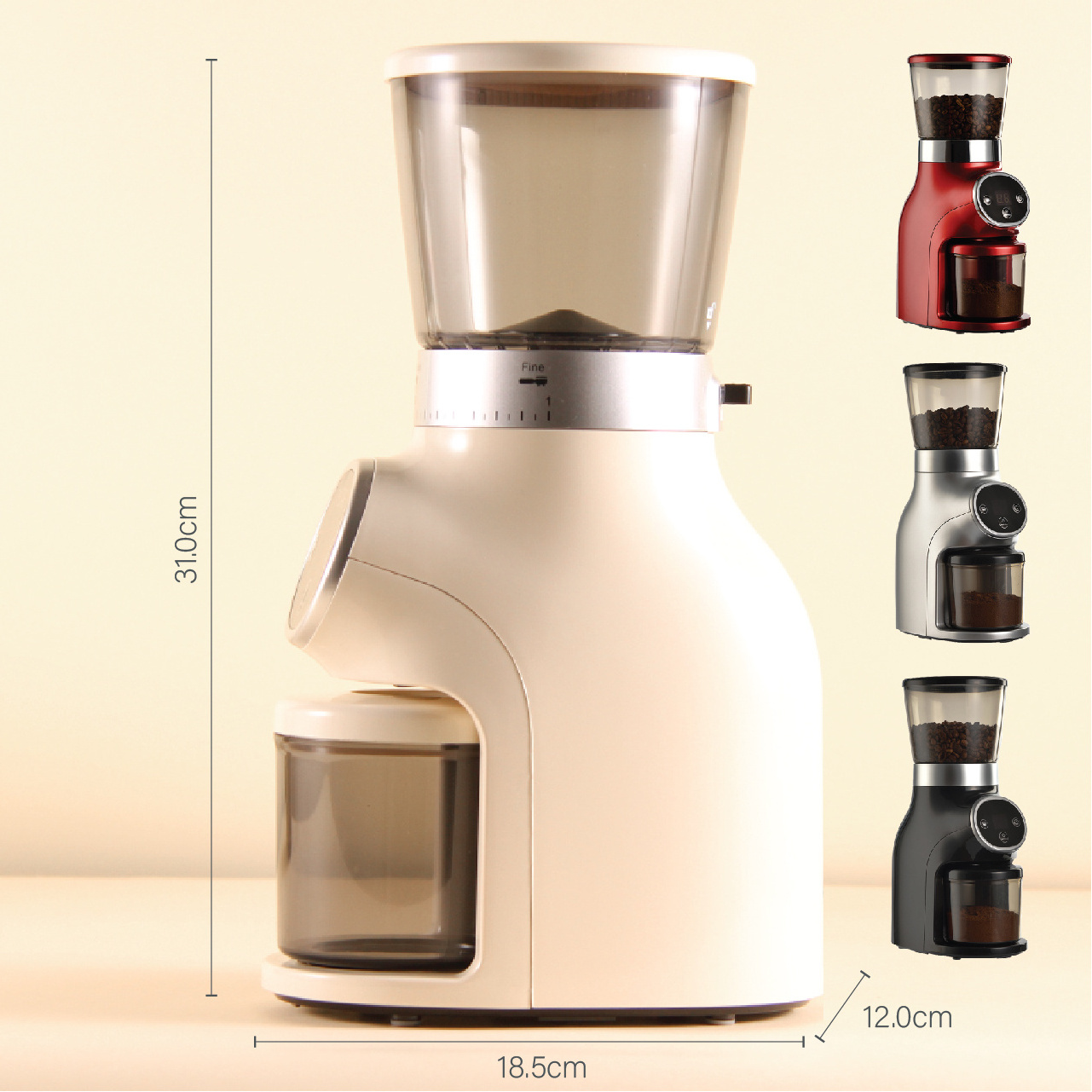 Commercial Professional Electric Automatic Stainless Steel Conical Grinder burr Adjustable Powder Coffee Bean Grinding Machine