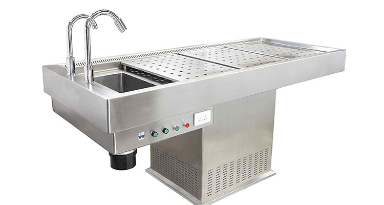 Corpse Washing Dissection Stainless Steel Hydraulic Autopsy Table for hospital  Dissection room