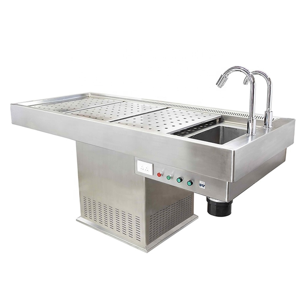 Corpse Washing Dissection Stainless Steel Hydraulic Autopsy Table for hospital  Dissection room