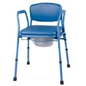 Commode Chair Aluminum Steel Blue Foldable Height Adjustable Toilet Potty Chair