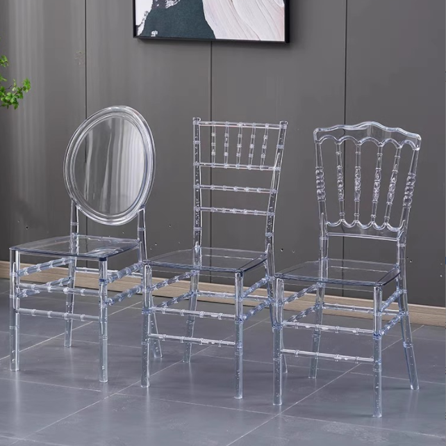 Wholesale Hotel Banquet Hall Transparent Crystal Bamboo Chair Outdoor Garden Wedding Plastic Simple Transparent Acrylic Chair