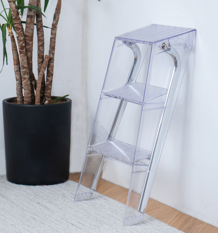 Household Folding Modern Home Step  Ladder Living Room Storage Rack Transparent Acrylic Ladder