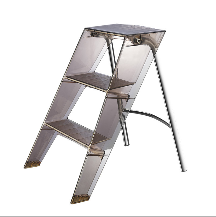 Household Folding Modern Home Step  Ladder Living Room Storage Rack Transparent Acrylic Ladder