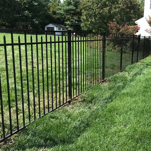 Hot sell cheap decorative used metal picket fence powder coated black wrought iron fence panels for sale