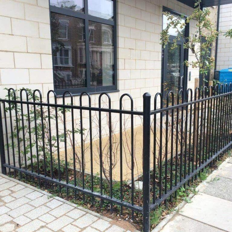 Security Welded Steel Picket Bow Top Wrought Iron Fence