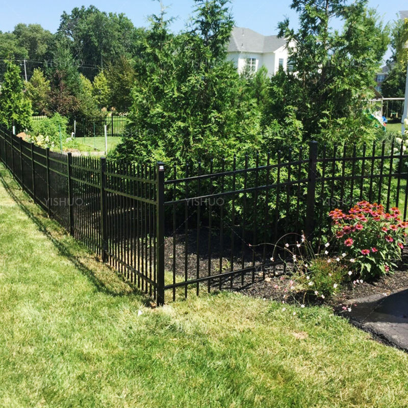 Hot sell cheap decorative used metal picket fence powder coated black wrought iron fence panels for sale