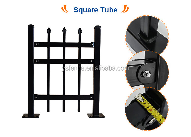 High quality steel residential security metal portable pickets wrought iron site fencing/Spear Steel Picket Fence for sale