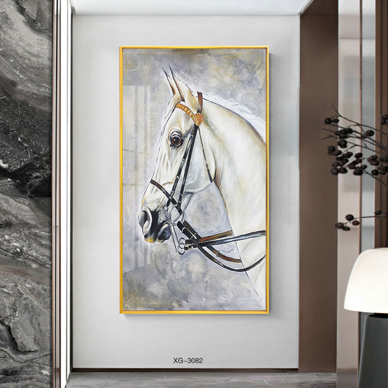 custom wall decor canvas art animal painting black and white horse wall oil painting for living room decoration