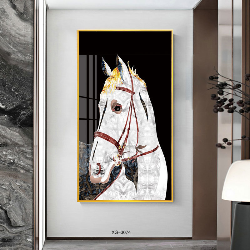 custom wall decor canvas art animal painting black and white horse wall oil painting for living room decoration