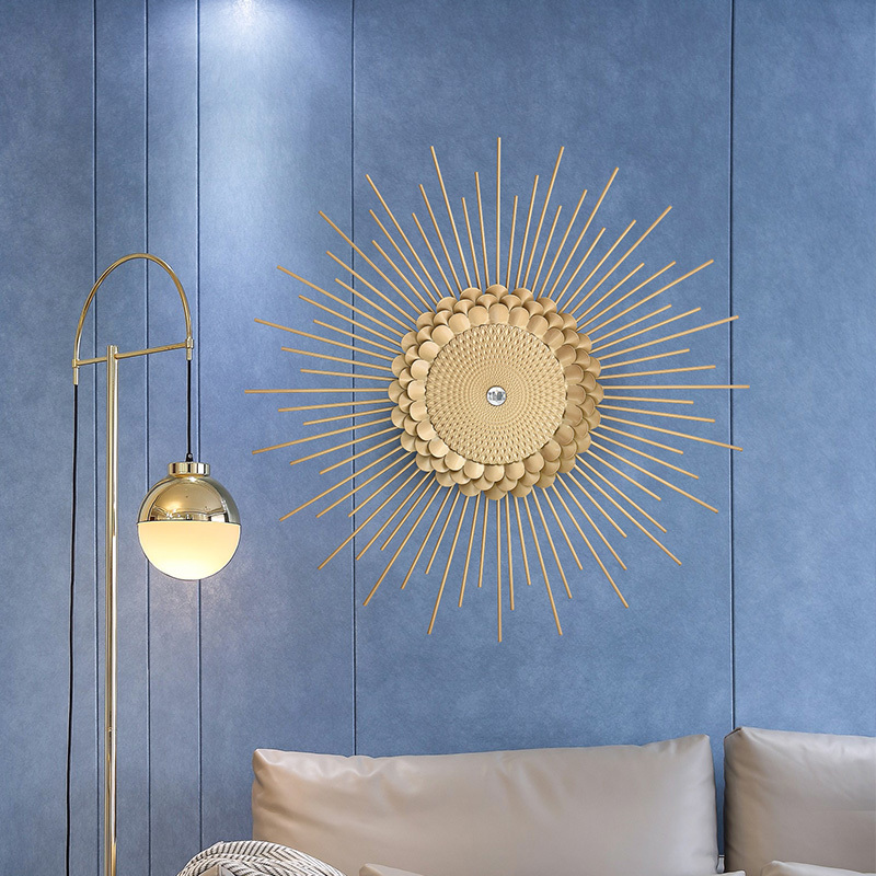 Classic Design Bedroom Modern European Style Metal Sunshine Wall Decor Hanging Wall Mirror