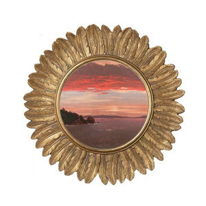 12"Round Sunflower Style Retro Picture Frame Mirror Frame Hanging Wall Photo frame For Home Decor