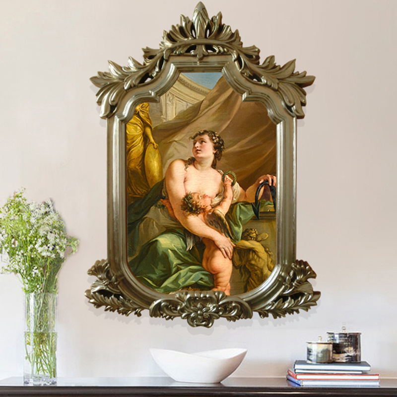 Decorative big silver classic baroque bathroom mirror frame wall painting frame