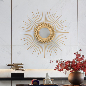 Large Luxury Sun Flower Metal Wall Decoration Mirror for living Room Home Decor