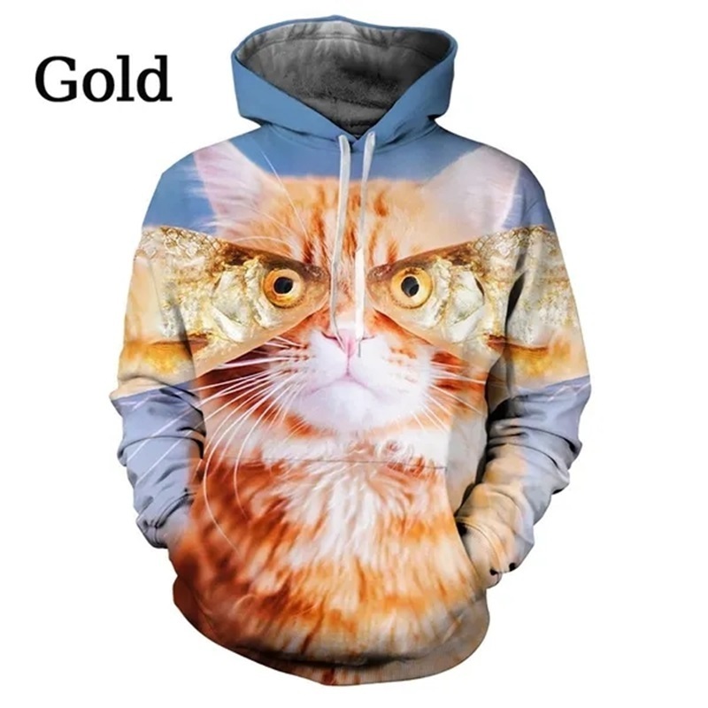 Cute Cat Pattern 3D Printing Hoodies For Men Women Hipster Funny Cats Pullover Sweatshirts Hoodies Casual Streetwear Tops