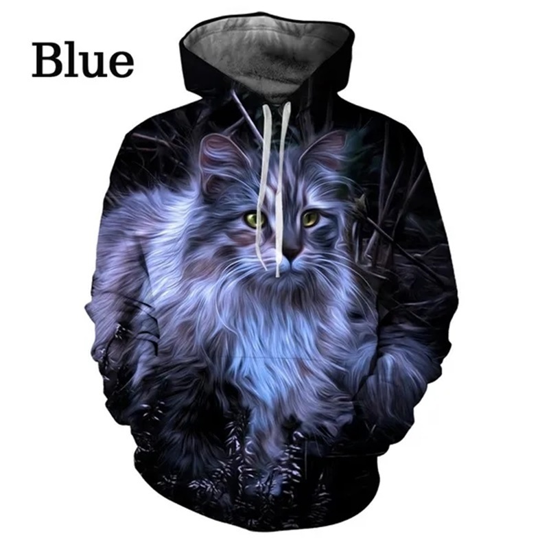 Cute Cat Pattern Print Hoodies For Men Women Casual Funny Cats Pullovers Sweatshirts Streetwear Tops Sudaderas De Mujeres