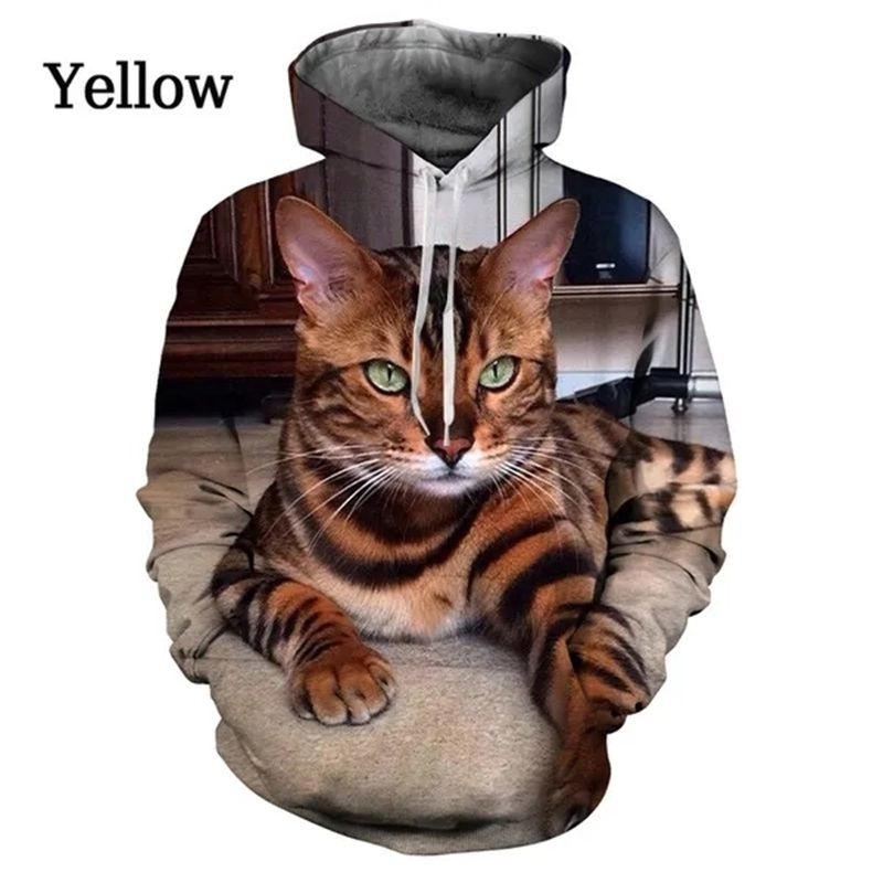 Cute Cat Pattern 3D Printing Hoodies For Men Women Hipster Funny Cats Pullover Sweatshirts Hoodies Casual Streetwear Tops