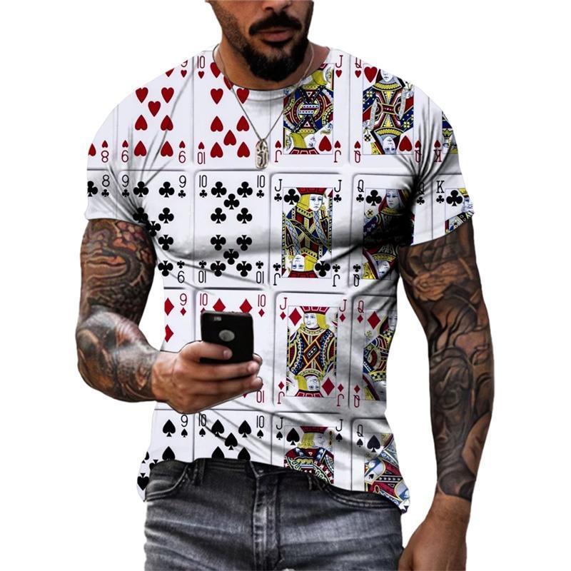 Men's Novelty Funny T-Shirt 3D Print Poker Cards Graphic T Shirts For Men Casual Short Sleeve Tee Tops Streetwear Mens Clothes