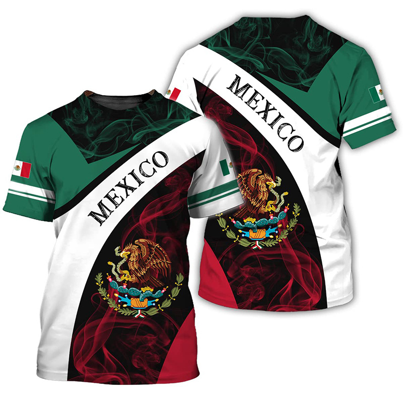 3D Print Mexico Flag Pattern T-shirts For Men Summer Short Sleeve Mexican Graphic Tee Top Men Woman Plus Size Tshirt Streetwear