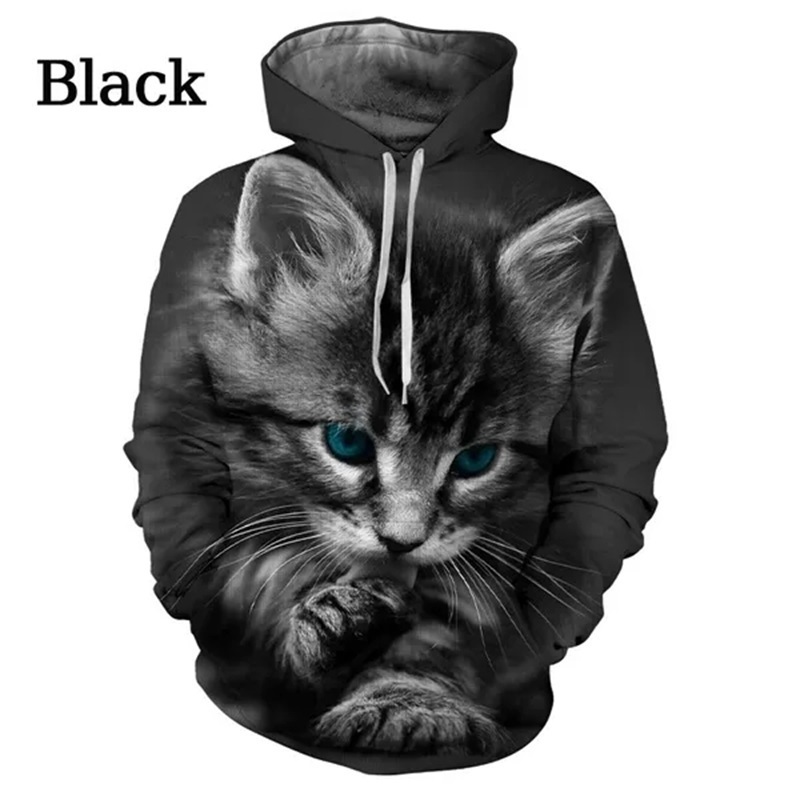 Cute Cat Pattern 3D Printing Hoodies For Men Women Hipster Funny Cats Pullover Sweatshirts Hoodies Casual Streetwear Tops