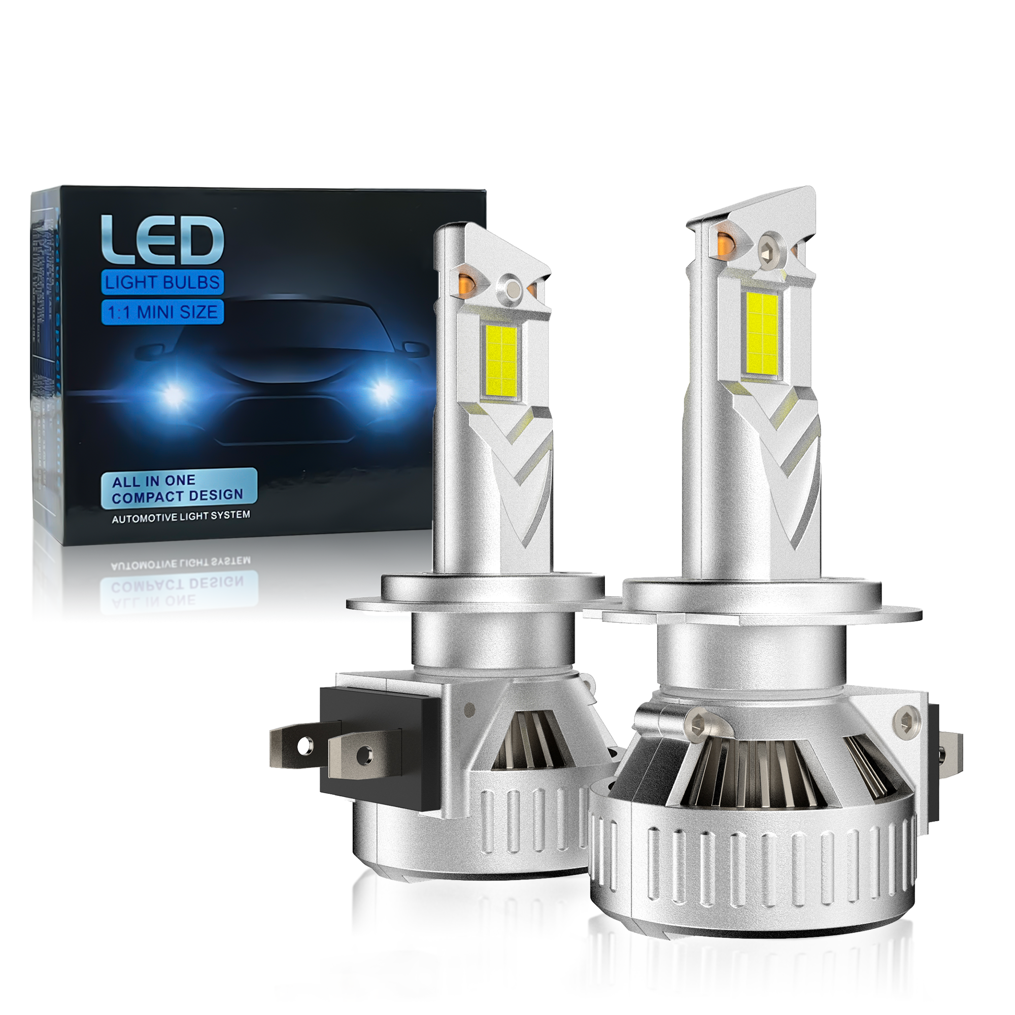 Mini Size Auto lighting system 50W H1 H3 H4 H7 H11 car accessories 10000LM 9004 9007 TP9 H7 led headlight bulb