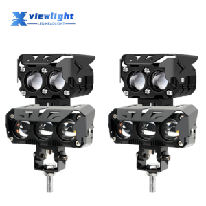 Xviewlight Motorcycle 4 Lens Fog Laser Led Work Light headlight dual color Auxiliary Spot Lights For Bike Motorcycle