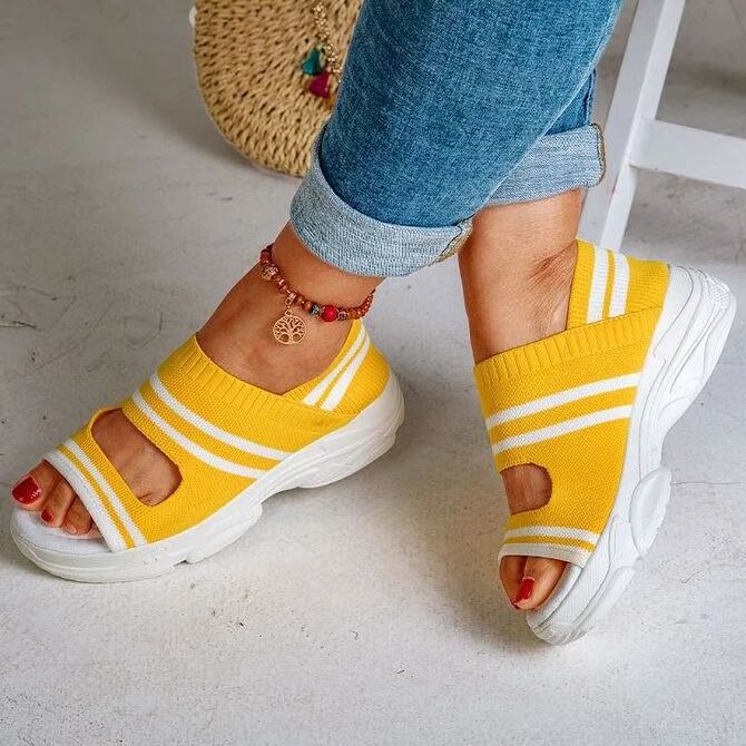 Autumn fish head sandals ladies women shoes 2022 fashion low heel Knit sandal women designer sandals 5 Color Plus size